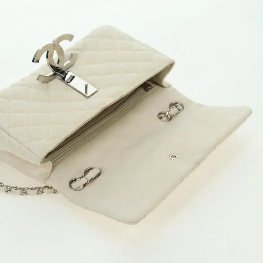 Chanel Matelasse Canvas Chain Shoulder Bag White